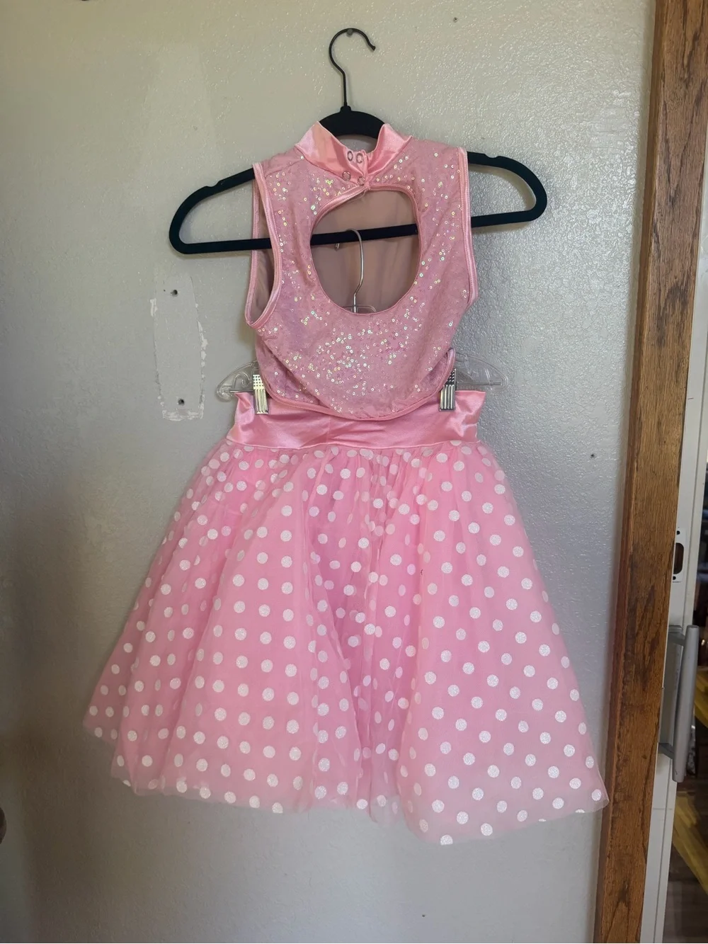 Girls Pink Sparkle Polka Dot Costume Dress